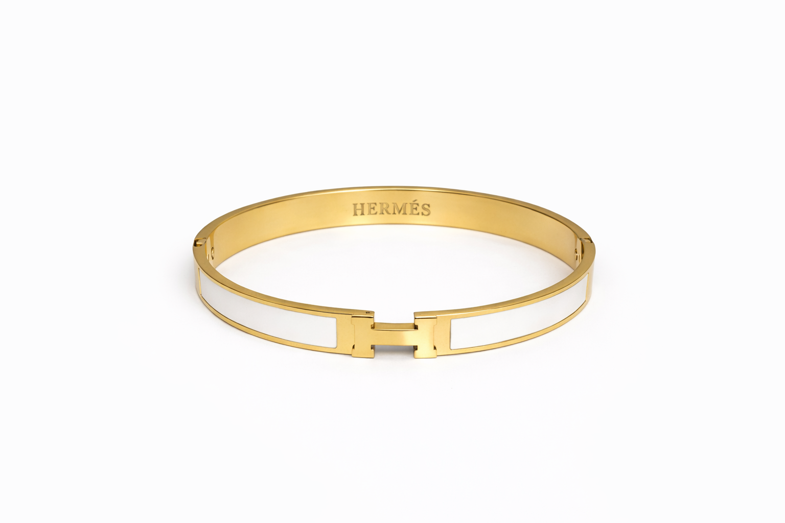 Bratara Hermes Gold White