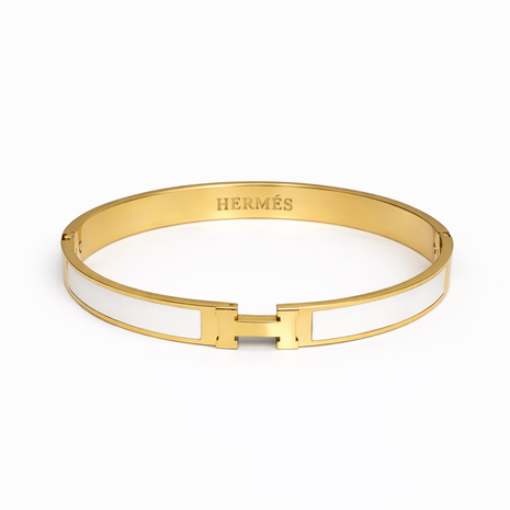 Bratara Hermes Gold White